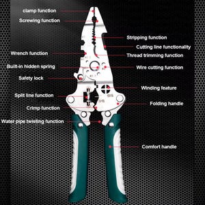 Multifunctional Foldable Wire Stripper & Crimper – 1Pc Cable Cutter Pliers for Electricians, Wiring, Pulling and Stripping Tools