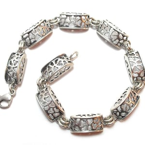 Sterling Silver Bracelet. Vintage Filligree Organic Art Nouveau Style Polish Jewelry. 1980s Poland