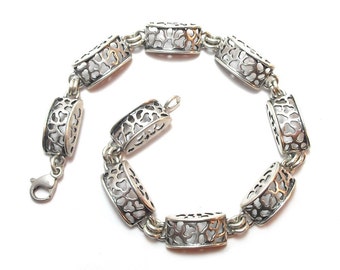 Sterling Silver Bracelet Vintage Filligree Organic Art Nouveau Style Polish Jewelry 1980s Poland