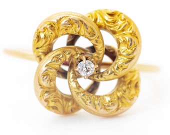 Gold Diamond Victorian Love Knot Ring. Fine Jewelry. Size US 7