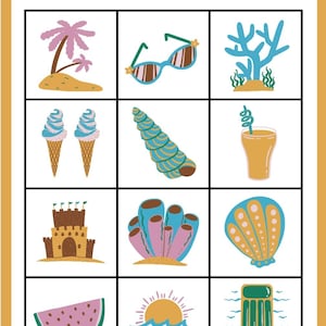 Juego de memoria de verano | Tarjetas de memoria imprimibles en PDF | Juego de memoria de verano para niños | Juegos educativos para imprimir | Descarga digital