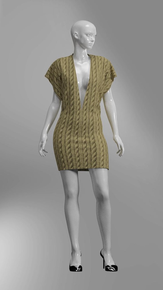 Hooded Knit Tube Dress Pattern | Cable Knit Hooded Dress | Minimal Knitwear PDF Sewing Pattern