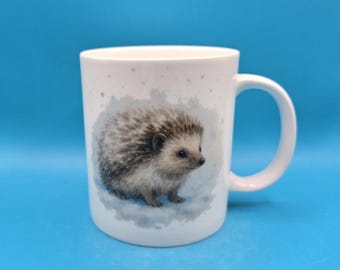 Hedgehog Mug Cute Winter Woodland Gift | Baby Hedgehog Cup | Watercolour Animal Mug | Nature Lover Gift | Ceramic or Bone China