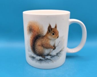 Red Squirrel Mug Woodland Winter Gift | Cute Watercolour Squirrel Cup | Nature Lover Mug | Ceramic or Bone China Coffee Mug