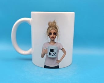 Barbie style Hot Mess Mug Funny Mug Sarcastic Gift For Her Best Friend Gift Chaotic Girl Aesthetic Coffee Cup Work Bestie Mug Novelty Gift