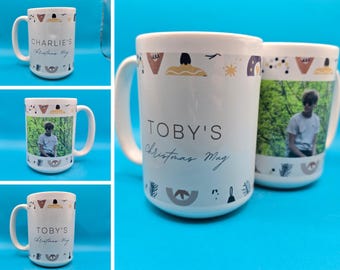 Personalised Christmas Photo Mug | Custom Name & Picture Gift | Kids Christmas mug | Keepsake Xmas Present | Festive Hot Chocolate Cup