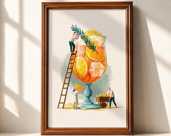Vintage Wall Art – Retro Spritz Print for Bar Decor