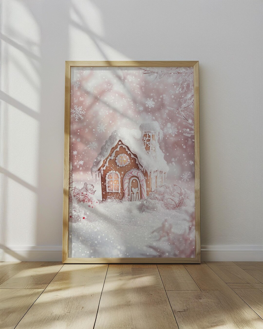 Pink Gingerbread Poster – Whimsical Christmas Wall Art, Printed Poster ...