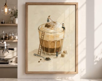 Retro Kaffee Wandbild - Witziger Eiskaffee Print
