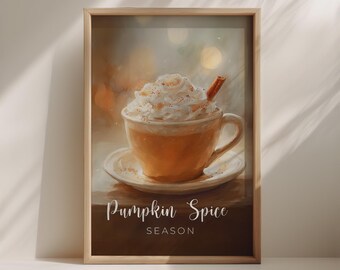 Pumpkin Spice Latte Art Print: gezellig herfst keukendecor (digitale download)