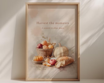 Autumn Quote Wall Art – Mindful Fall Kitchen Decor, Instant Download