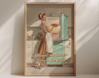 Retro Küchen Poster - Lustige 1950er Jahre druckbare Wandkunst, digitale PNG