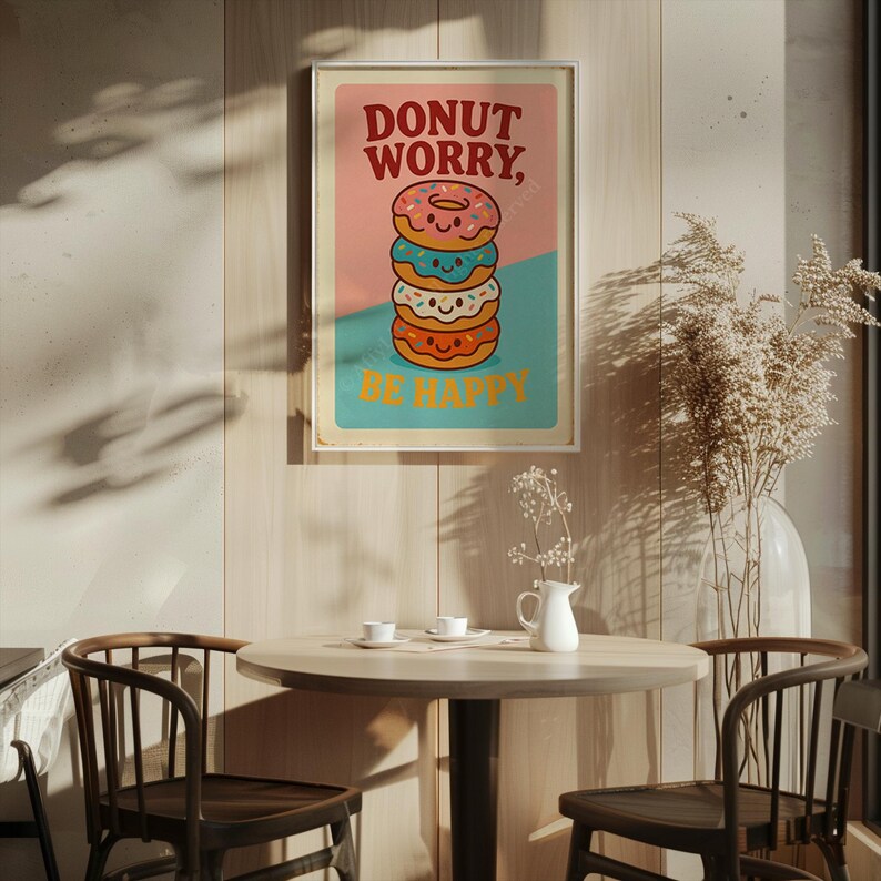 Retro Donut Diner Art Print: Funny 1950s Kitchen Decor (digital ...