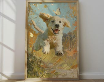 Golden Retriever Welpe Poster - Verspieltes Hundedesign für ein gemütliches Zuhause