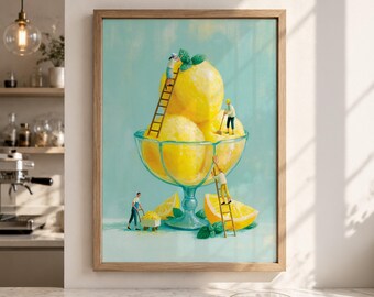 Retro Küchen Wandkunst - Lemon Sorbet Print