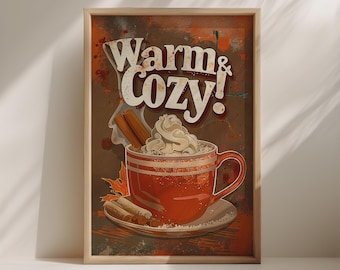 Retro Hot Chocolate Print: 1950s Diner Kitchen Wall Art (Digital Download)