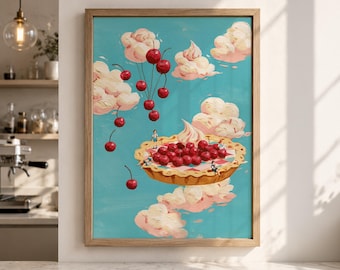 Retro Deko für die Küche - Kirschkuchen Print