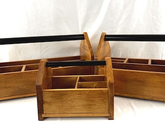 Kurt Hugo Customs: Handcrafted Wooden Tool Caddy Organizer – 3 Sizes Small, Medium, & Large | Multi-Compartment Storage