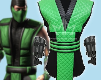 Ninja Warrior Reptile Cosplay Vest & Armor | MK Style Costume | Leather Bracers | Halloween Outfit