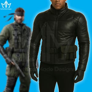 Metal Gears Solid Delta Leather Jacket – Big Boss Snake Cosplay Costume – Tactical Military-Inspired Gaming Jacket for Men