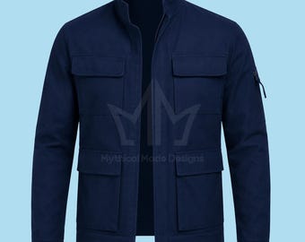 Han Solo Bespin Jacke, handgefertigt aus Baumwolle, blau, Cosplay-Kostüm im Stil von „Das Imperium schlägt zurück“ für Herren | Cosplay-Kostüm | Halloween-Kostüm