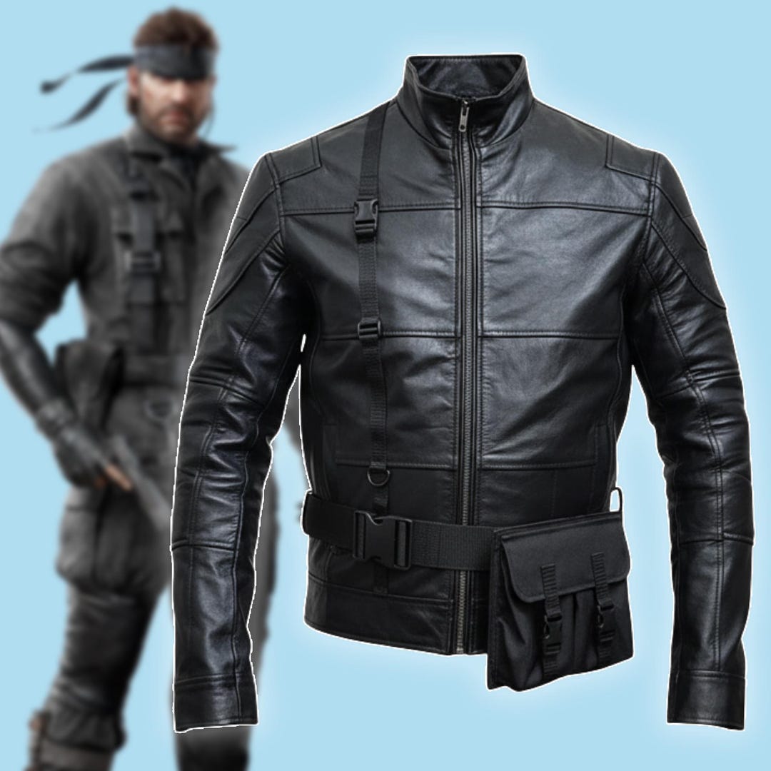 Metal Gears Solid Leather Jacket: Big Boss Snake Cosplay, Tactical