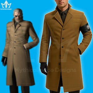 Trench Coat Inspired by Foxhoundz  | Big Boss MGS Cosplay Jacket | Military Gaming Costume | Solid Snake Style Long Coat
