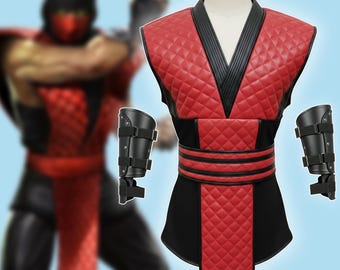 Ermac Red Ninja Costume | Mortal Kombat Leather Armor | Halloween Cosplay Outfit for Men & Women