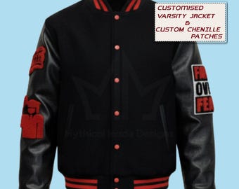 Custom Embroidered Leather Varsity Jacket – Class of 2025 Letterman Bomber