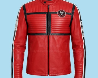 Kobra Kid Red Leather Jacket – My Chemical Romance Cosplay, Halloween Cosplay Costume - Cafe Racer Biker jacket for unisex