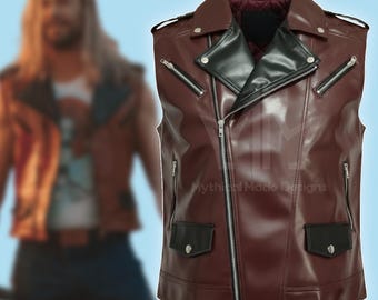 Thor Love And Thunder Red Kunstlederweste Cosplay Kostüm - Film inspiriert Biker Stil