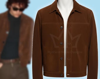 Handstitched Brown Suede Leather Jacket | Bomber Biker Cosplay
