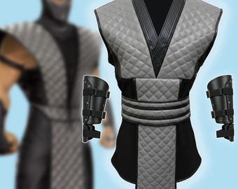 Smoke Grey Ninja Costume | Mortal Kombat Leather Armor | Halloween Cosplay Outfit for Men & Women