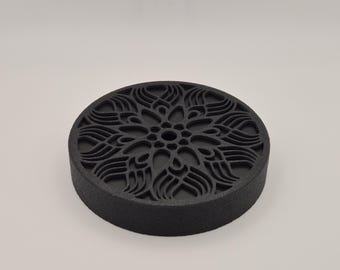 Florón de techo de plástico (10 cm) con estampado floral negro, fácil instalación C100A5