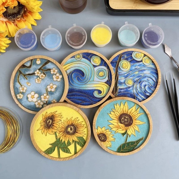 DIY Cloisonné Onderzetter Kit 1 stuk: Emaille Kunst, Hobby voor Woondecoratie