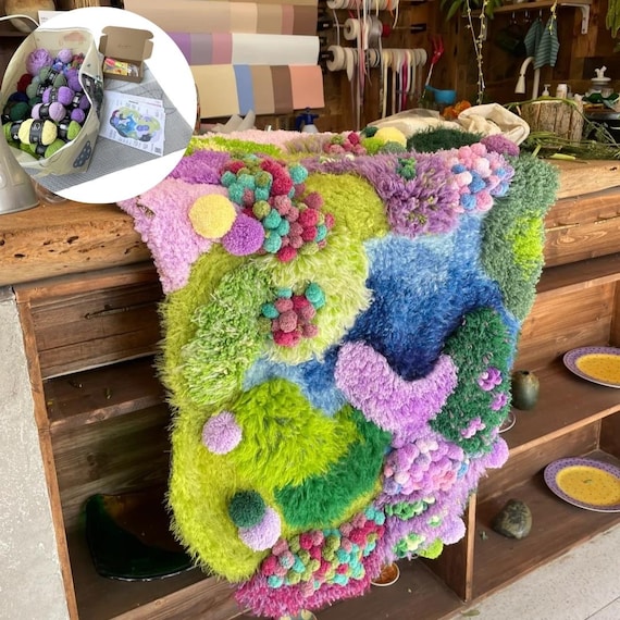 Lavender Moss Carpet Latch Hook DIY Kit 4.3 × 2.5 ft (130 × 75 cm)