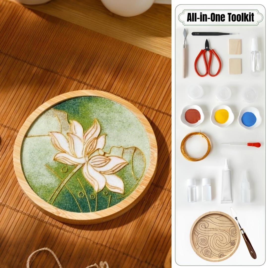 Finsink Set di 4 sottobicchieri a mosaico per bambini, set fai da te,di sottobicchieri in legno, set di pietre a mosaico per il fai da te, regalo di compleanno per bambini adulti