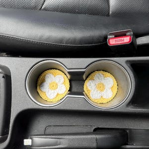 Crochet Daisy Car Coaster Pattern | Cup Holder Insert | PDF Instant Download