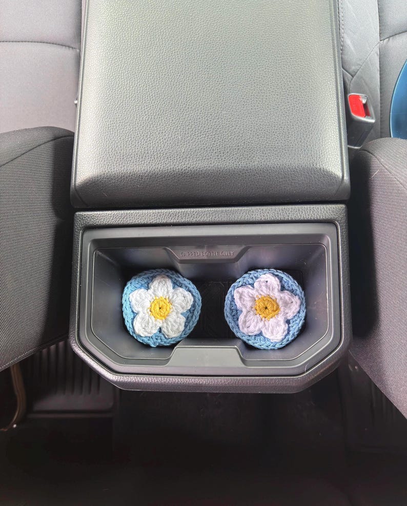 Crochet Daisy Car Coaster Pattern | Cup Holder Insert | PDF Instant Download