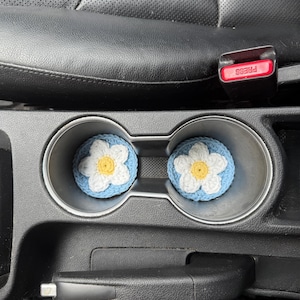 Crochet Daisy Car Coaster Pattern | Cup Holder Insert | PDF Instant Download
