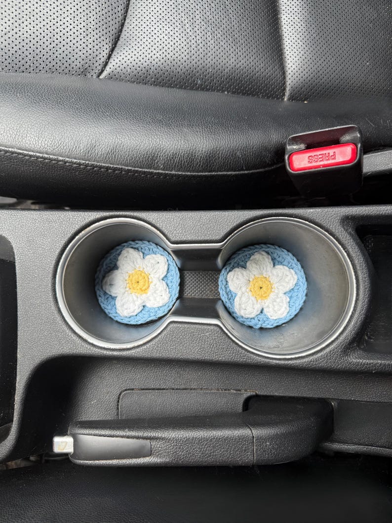 Crochet Daisy Car Coaster Pattern | Cup Holder Insert | PDF Instant Download