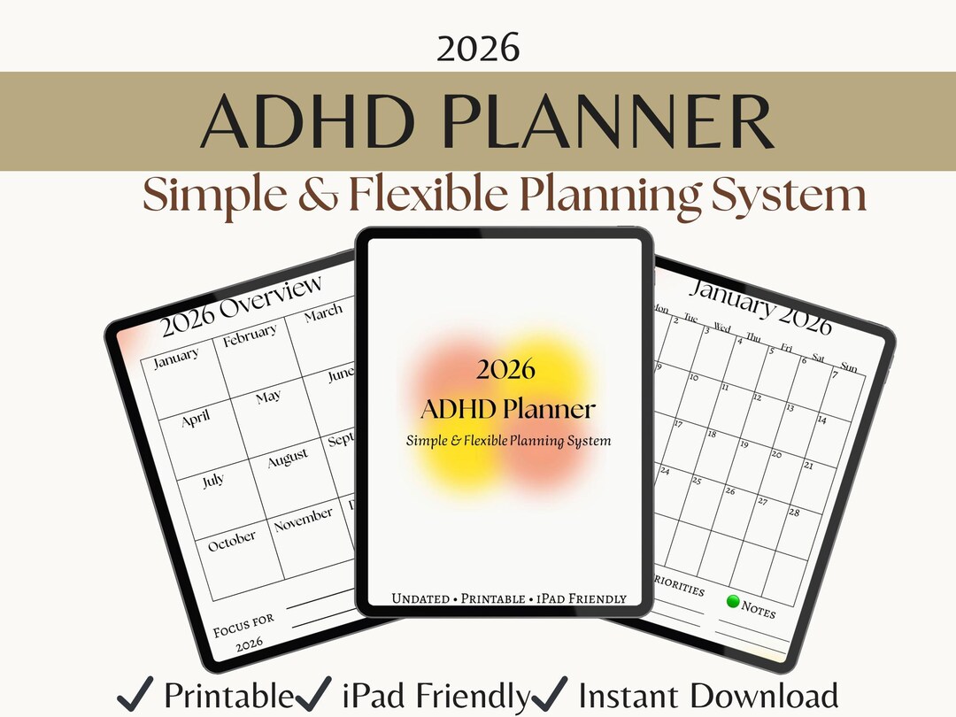 ADHD Planner 2026 Digital, Simple ADHD Planner for Overwhelmed, Daily ...