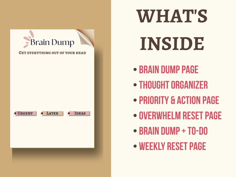 ADHD Brain Dump Planner Printable, Mental Clarity Planner, Overwhelm ...
