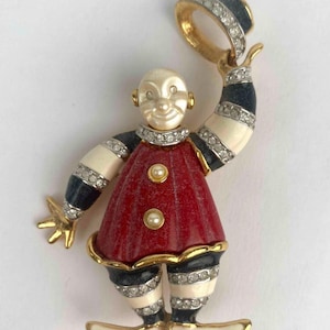 Vintage KJL Kenneth Jay Lane Enamel Clown Brooch