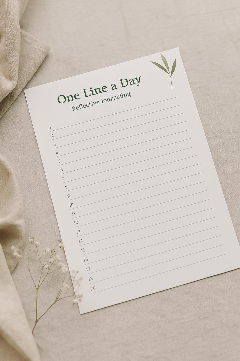 One Line a Day Journal | Printable Daily Reflection Pages | Undated ...