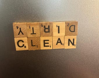 Handmade Scrabble Tile Clean/Dirty Dishwasher Magnet