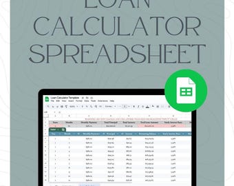 Loan Amortization Calculator | Google Sheets Loan Payment Tracker | Car Loan, Mortgage & Debt Payoff Spreadsheet Template