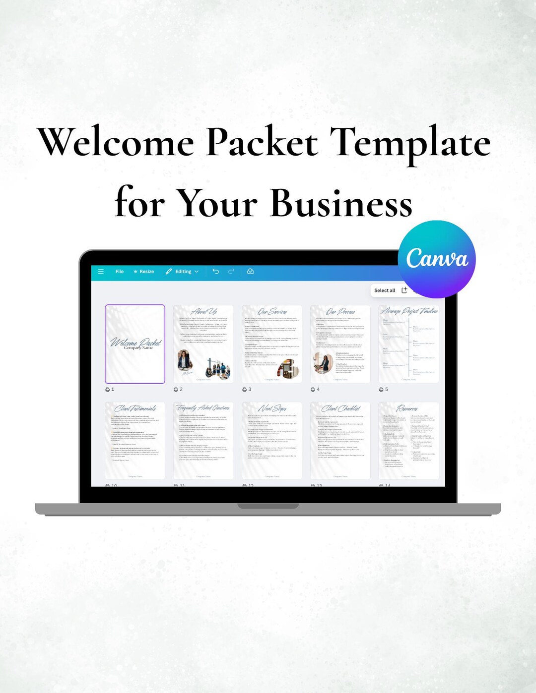 Welcome Packet Canva Template | Client Onboarding Packet for Designers ...