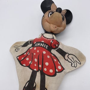 Vintage very old rubber puppets - Minnie and clown - lot of 2