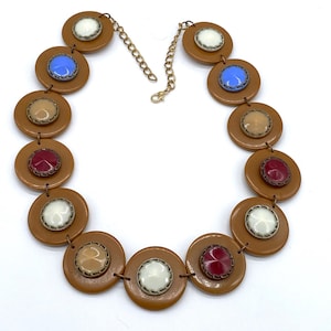 Vintage galalith and glass necklace